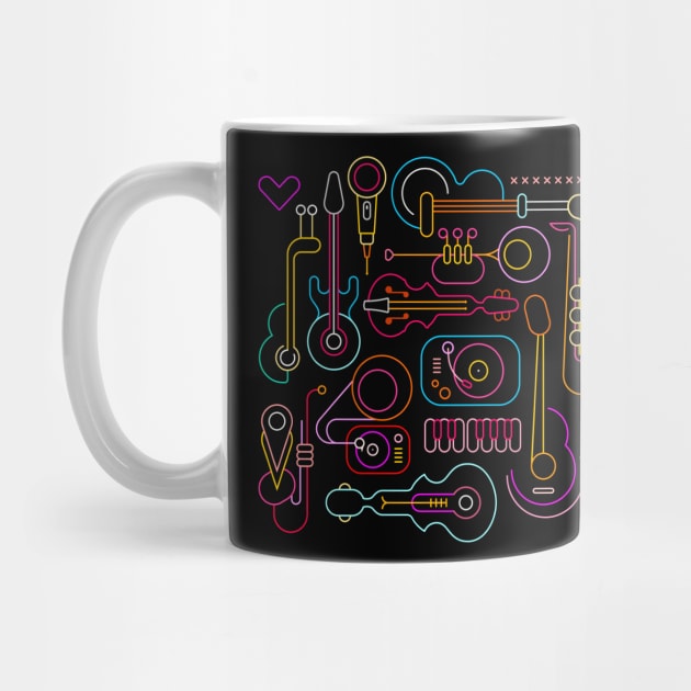 Neon Musical Instruments Design - Jazz Lovers by ShirtHappens